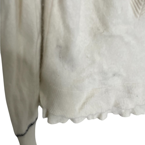 Veronica Beard 100% Cashmere Cream Varsity Sweater Small - Picture 5 of 5